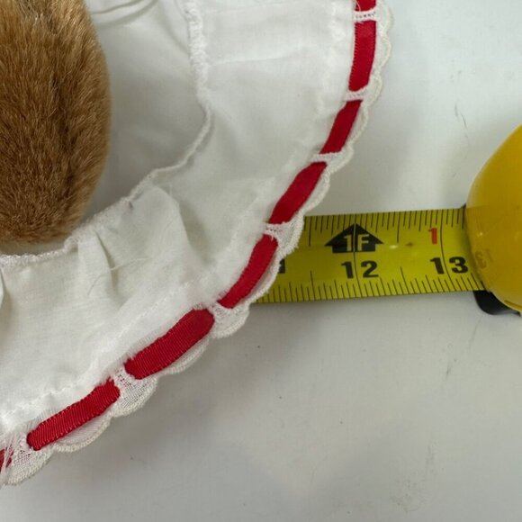 Vintage 1st Christmas Teddy Bear By Dakin 1983 White Red Dress Bonnet Babys - Picture 10 of 12